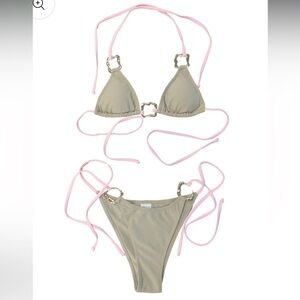 Strawberry Milk Mob Safari Bikini Top & Bottom Small NWT